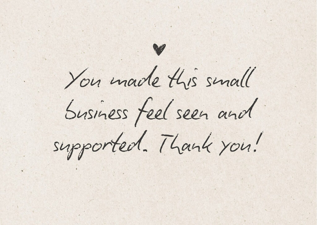 Handwritten Thank You Message To Customer For Purchase