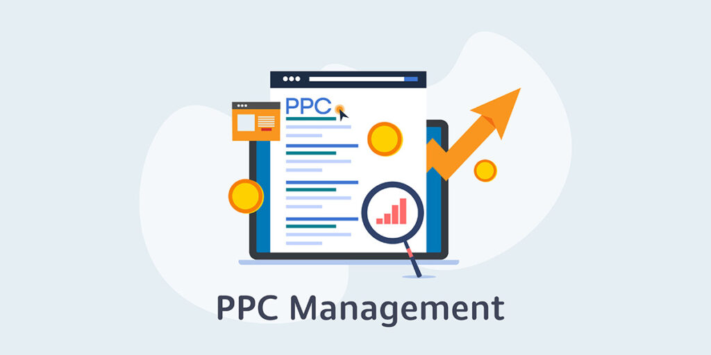 PPC advertising and conversion management concept. Flat design c